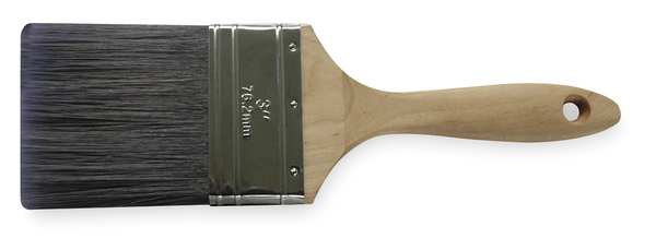 Zoro Select 3" Flat Sash Paint Brush, Polyester Bristle, Sealed Wood Handle 1XRL8