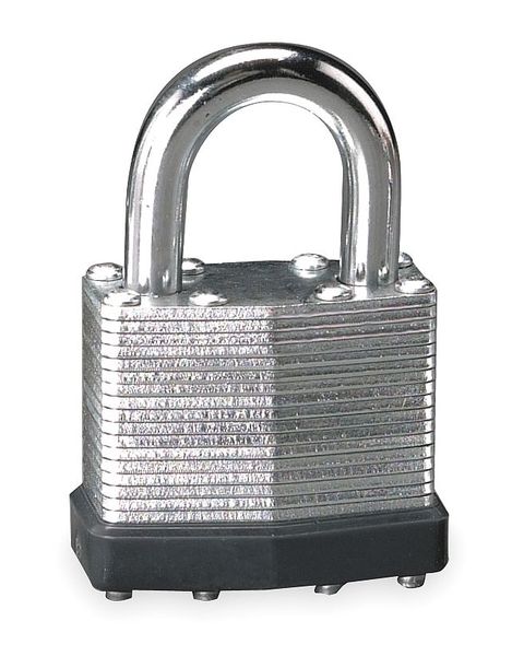 Zoro Select Padlock, Keyed Different, Standard Shackle, Rectangular Steel Body, Steel Shackle, 27/32 in W 1XRT4