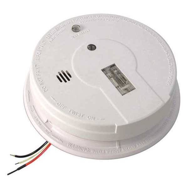 Kidde Smoke Alarm, Ionization Sensor, 85 dB @ 10 ft Audible Alert, 120V AC, 9V i12080