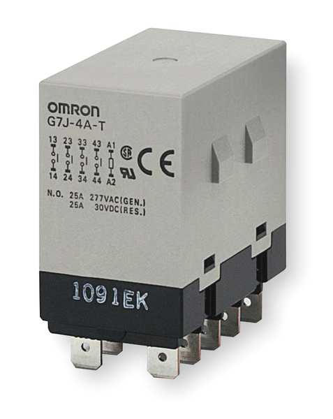 Omron Enclosed Power Relay, 10Pin, 24VAC, 4PST-NO G7J-4A-T-W1-AC24