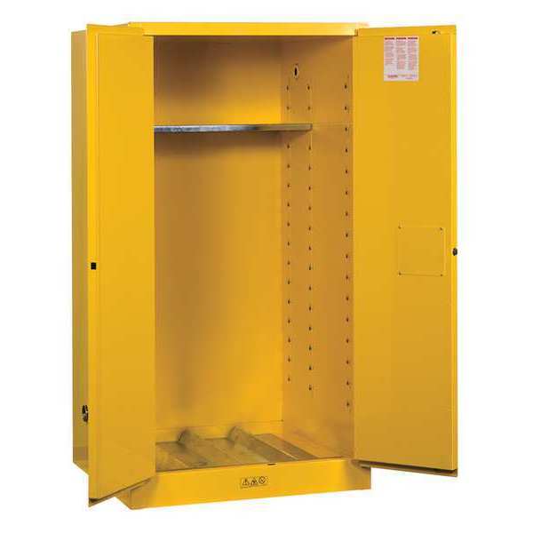 Justrite Sure-Grip EX Flammable Cabinet, Vertical, 55 gal., Yellow 896200
