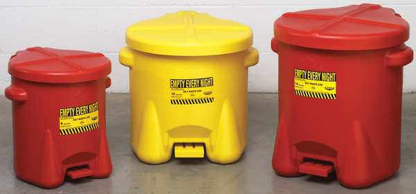 Eagle Mfg Oily Waste Can, 10 Gal., Poly, Yellow 935FLY
