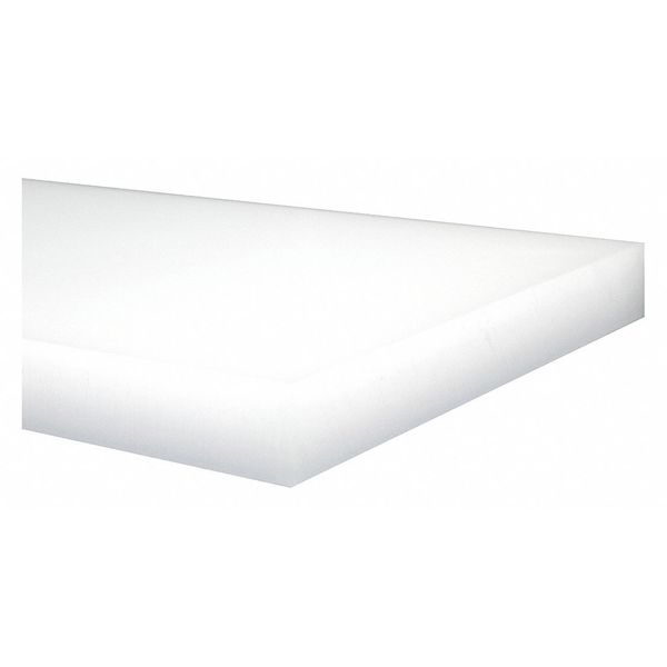 Zoro Select Off-White HDPE Sheet Stock 24" L x 12" W x 1.250" Thick 1ZAJ7