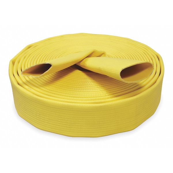 Zoro Select 3" ID x 100 ft Rubber Water Discharge Hose 250 PSI YL 45DU33