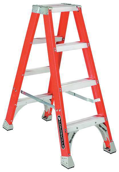 Louisville 4 ft Fiberglass Twin Stepladder, 300 lb Capacity FM1504