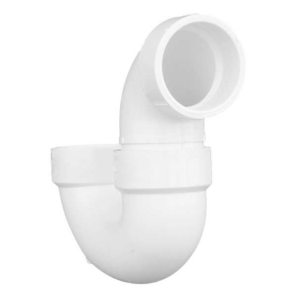 Zoro Select PVC, White Finish, P-Trap with Solvent Weld Joint 1CNW2