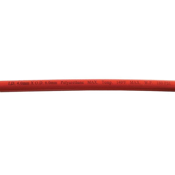 Zoro Select Tubing, Poly, 6mm OD, 180 PSI, Red 1CTH2