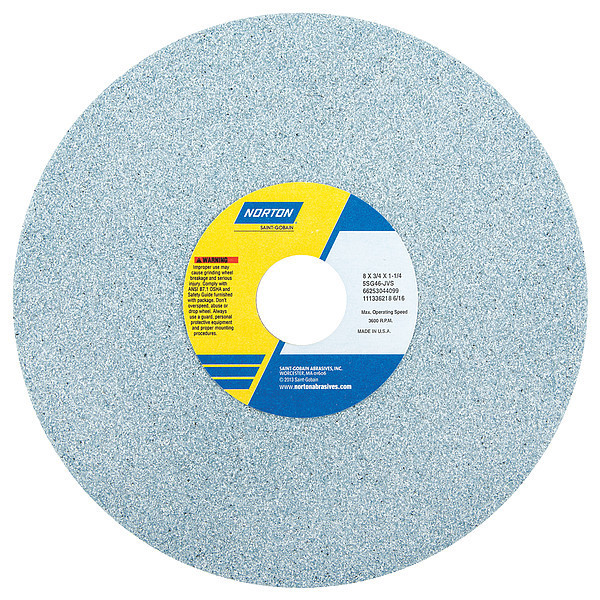 Norton Abrasives Grinding Wheel, T1, 8x3/4x1.25, CA, 46G, PK5 66253044099