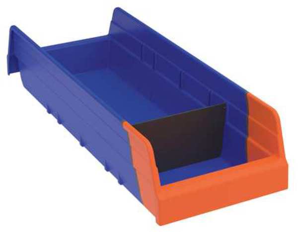 Akro-Mils 20 lb Shelf Storage Bin, Plastic, 6 5/8 in W, 4 in H, 17 7/8 in L, Blue/Orange 36468BLUE