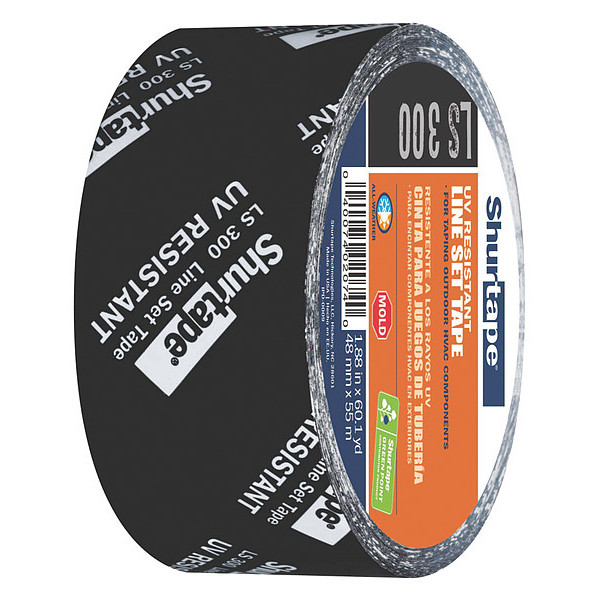 Shurtape HVAC Tape, 48mm x 55m, 3 mil, Black LS 300