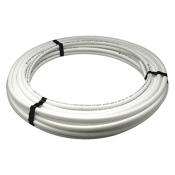 Zoro Select PEX Tubing, White, 1/2 in, 100 ft, 100 psi Q3PC100X