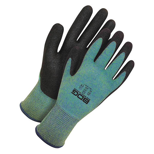 Bdg Seamless Knit HPPE Cut Resistant Black Foam PVC Palm, Size S (7) 99-1-9729-7