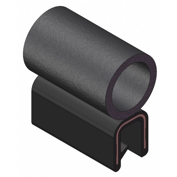 Trim-Lok Edge Grip Seal, EPDM, 25 ft Length, 0.375 in Overall Width, Style: Trim with a Side Bulb 3100B3X1/4C-25