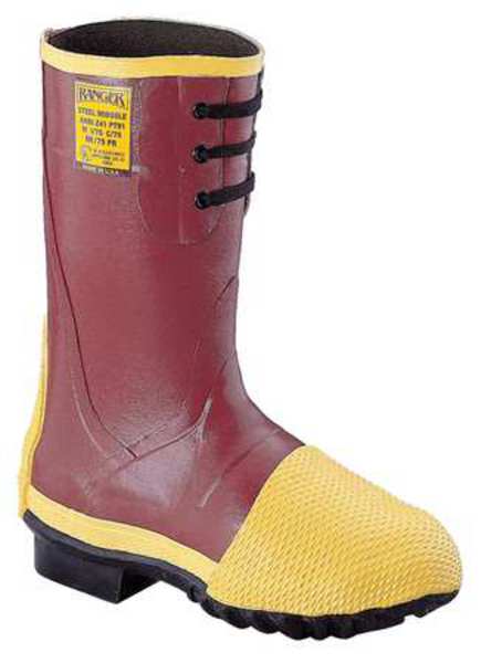 Ranger By Honeywell Oversock Boots, Sz 7, 14" H, Red, Stl, PR 2155/7