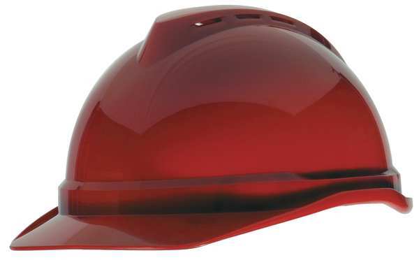 Msa Safety Front Brim Hard Hat, Type 1, Class C, Ratchet (4-Point), Red 10034022