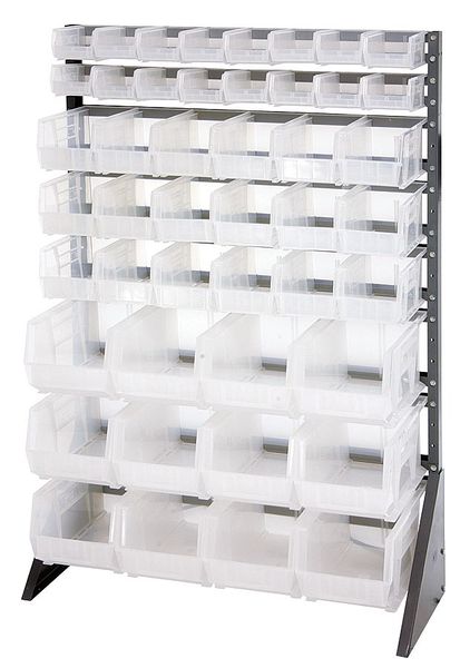 Quantum Storage Systems Steel Bin Rail Floor Rack, 36 in W x 15 in D x 54 in H, Clear QRU-16S-220230240CL