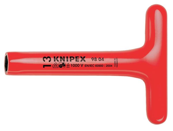 Knipex Nut Driver, 22.0mm, Hollow, Tee, Ins, 8 in. 98 04 22