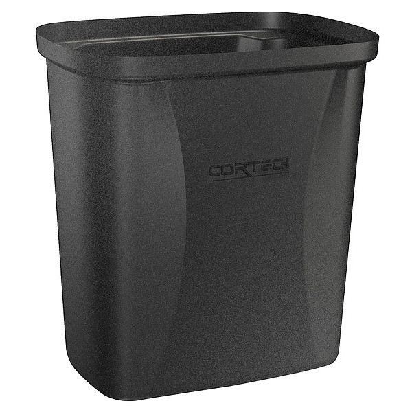 Cortech 2 1/2 gal Rectangular Correctional Facility Trash Can, Black, 7 3/4 in Dia, Open Top, Polyethylene 710BK