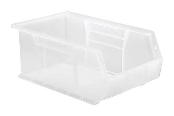 Quantum Storage Systems 60 lb Hang & Stack Storage Bin, Polypropylene, 8 1/4 in W, 6 in H, 13 5/8 in L, Clear QUS241CL