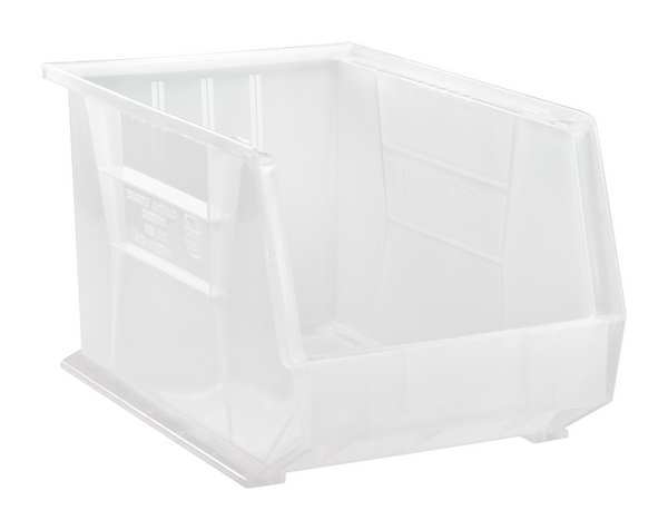 Quantum Storage Systems 75 lb Hang & Stack Storage Bin, Polypropylene, 11 in W, 10 in H, 18 in L, Clear QUS260CL