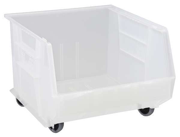 Quantum Storage Systems 75 lb Hang & Stack Storage Bin, Polypropylene, 16 1/2 in W, 11 in H, 18 in L, Clear QUS275MOBCL*