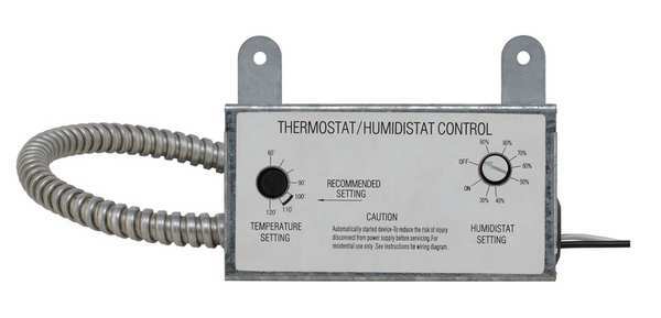 Dayton Attic Fan Thermostat/Humidistat, Close on Rise, SPST 10N203