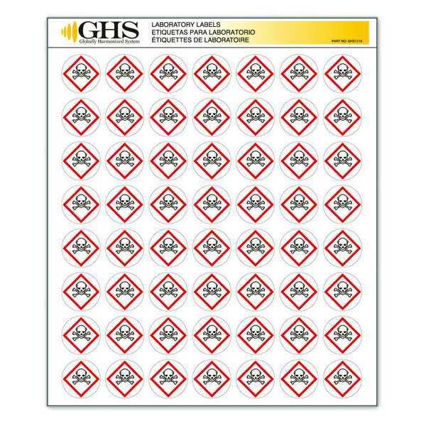 Ghs Safety Label, Gloss, Skull and Crossbones, PK1120 GHS1215