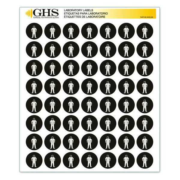 Ghs Safety Label, Gloss Paper, Full Body Suit, PK1120 GHS1220