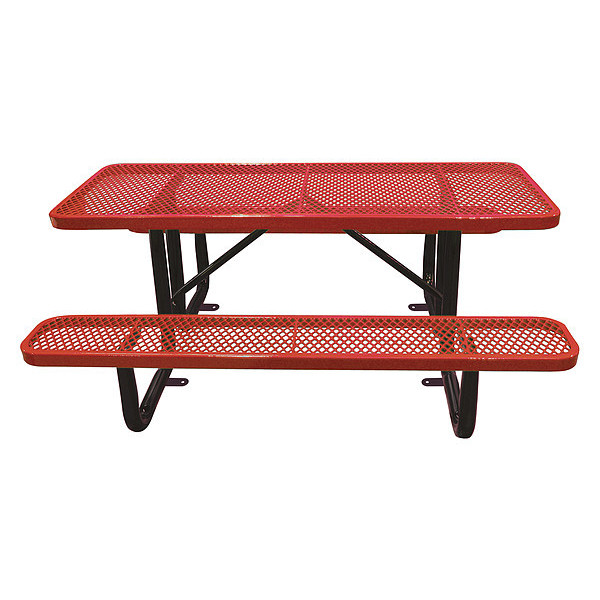 Leisure Craft Stnd, Picnic Table, Srfce Mount6ft., Red T6XPSM-RED