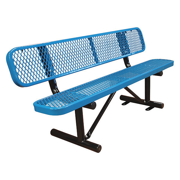 Leisure Craft Bench/Back, Surface Mount, 6ft., Blue B6WBSM-BLUE