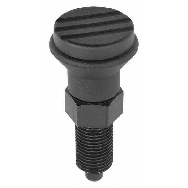 Kipp Indexing Plunger D1= 5/8-11, D=8, Style A, Non-Lockout wo Locknut, Steel Hardened, Knob Plastic K0339.1308A6