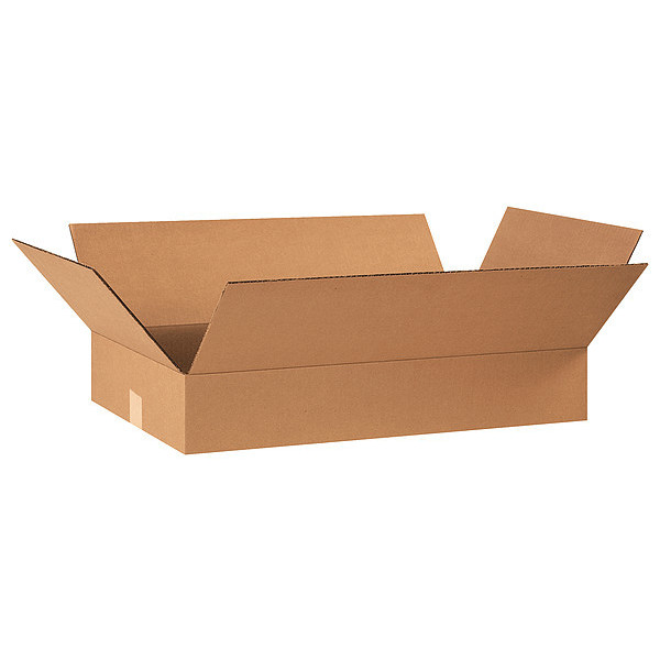 Zoro Select Flat Corrugated Boxes, 24" x 14" x 4", Kraft, 25/Bundle 11A631