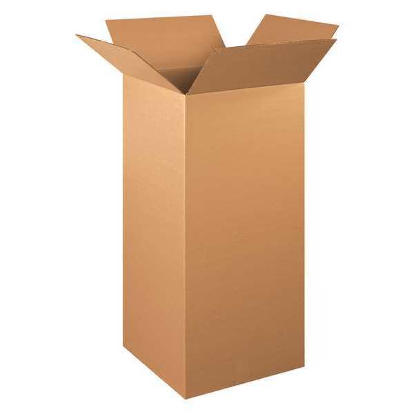 Zoro Select Tall Corrugated Boxes, 15" x 15" x 36", Kraft, 15/Bundle 11A733