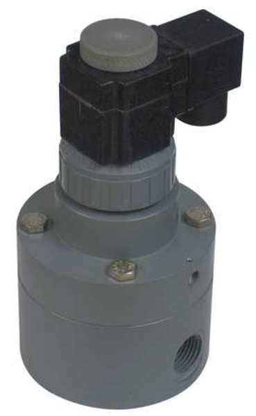 Plast-O-Matic 120V AC PVC Solenoid Valve, Normally Closed, 1 in Pipe Size PS100VW11-120/60-PV