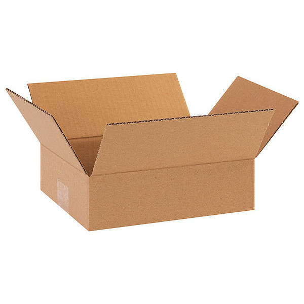 Zoro Select Flat Corrugated Boxes, 10" x 8" x 3", Kraft, 25/Bundle 11K638