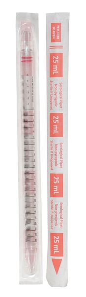 Lab Safety Supply 25mL Pipet, Individually Wrap/Bag, PK200 11L809