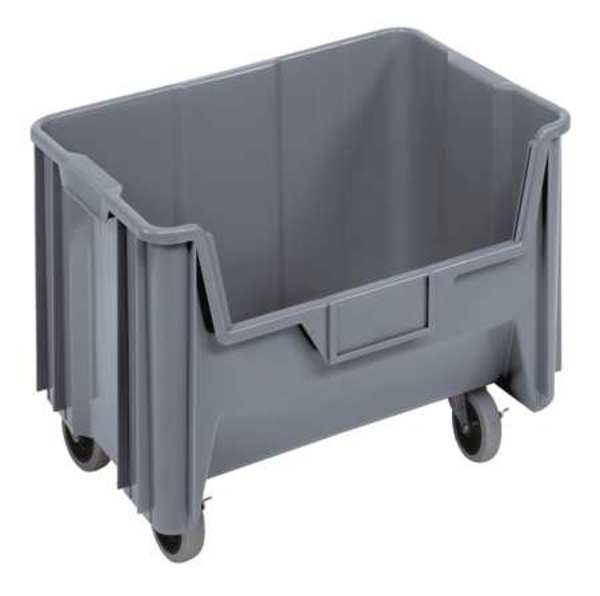 Quantum Storage Systems 250 lb Mobile Storage Bin, Polyethylene, 19 7/8 in W, 12 1/2 in H, Gray, 15 1/4 in L QGH705MOBGY