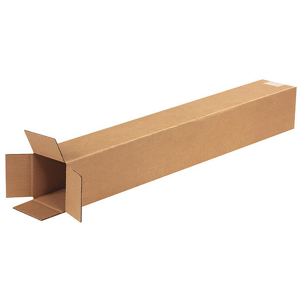 Zoro Select Tall Corrugated Boxes, 4" x 4" x 28", Kraft, 25/Bundle 11R270