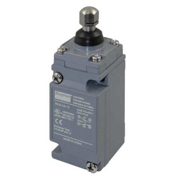 Dayton Heavy Duty Limit Switch, Plunger, SPDT, 10A @ 600V AC, Actuator Location: Top 11X452