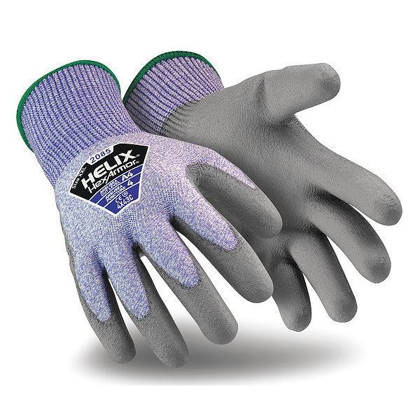 Hexarmor Coated Gloves, Polyurethane, Gray, XS, PR 2085 XS