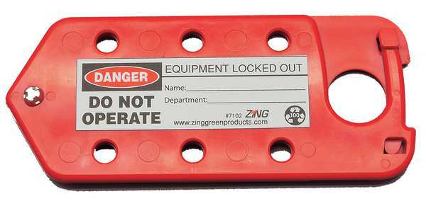 Zing Labeled Lockout Hasp, Snap-On, 6 Lock 7102