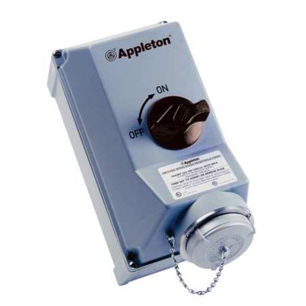 Appleton Electric Interlocked Receptacle, NonFuse, 30A, 4P, 3W ASR3034