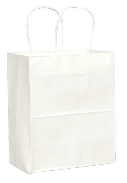 Zoro Select Tempo White Shopping Bag Flat Bottom, Twist Handles, Pk250 84598