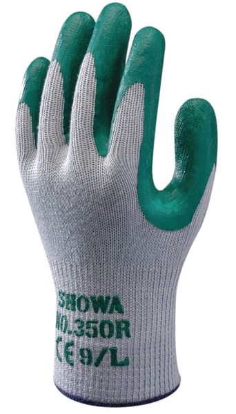 Showa Nitrile Coated Gloves, Palm Coverage, Gray/Green, S, PR 350S-07