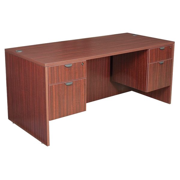 Regency Pedestal Desk, 30 D, 66 W, 29 H, Mahogany, Wood LDP6630MH