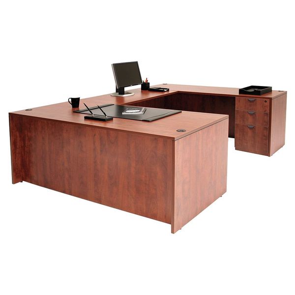 Regency U Shaped Desk, 106 D X 71 W X 29 H, Cherry, Wood LUDF7135CH