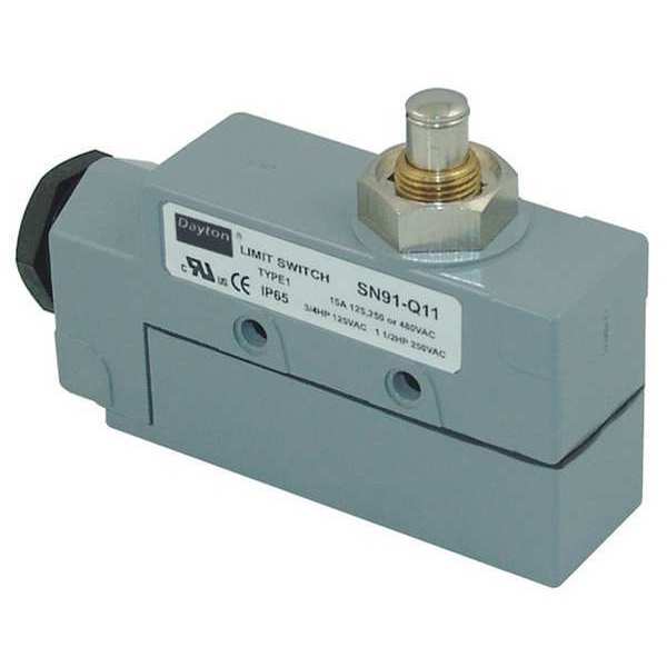 Dayton Limit Switch, Plunger, SPDT, 15A @ 480V AC, Actuator Location: Top 12T906