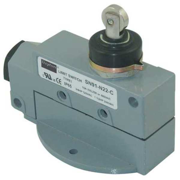 Dayton Limit Switch, Cross Roller, Plunger, SPDT, 15A @ 480V AC, Actuator Location: Top 12T919