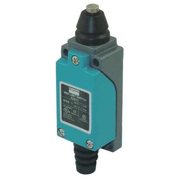 Dayton Limit Switch, Plunger, SPDT, 10A @ 300V AC, Actuator Location: Top 12T957