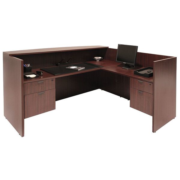 Regency Reception Desk, 82 D, 71 W, 42 H, Mahogany, Wood LRDRT2BFMH